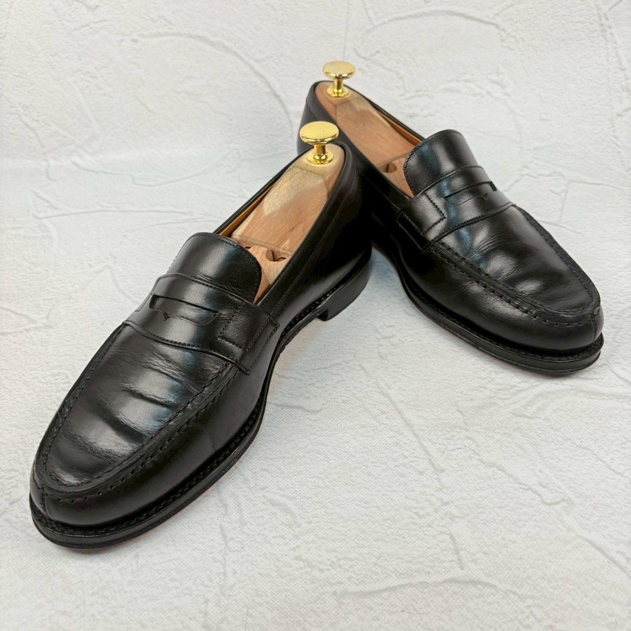 【良品】Jalan Sriwijaya ジャランスリワヤ 98589 コインローファー 黒 ブラック UK5 / 23.5cm [W3324]