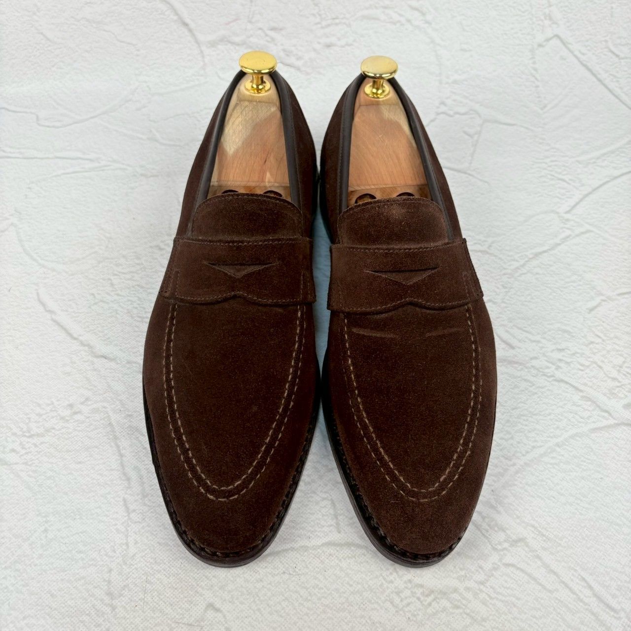 【オールソール済み・良品】Crockett&Jones クロケットアンドジョーンズ SYDNEY シドニー コインローファー スエード 濃茶 ダークブラウン UK6.5 / 25cm相当 [W3321]