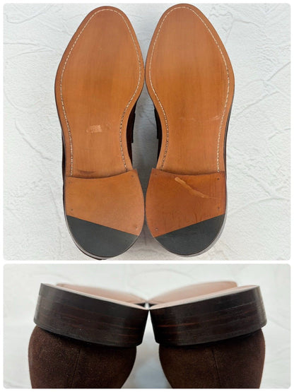 【オールソール済み・良品】Crockett&Jones クロケットアンドジョーンズ SYDNEY シドニー コインローファー スエード 濃茶 ダークブラウン UK6.5 / 25cm相当 [W3321]
