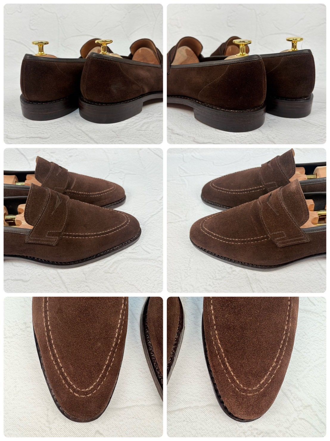 【オールソール済み・良品】Crockett&Jones クロケットアンドジョーンズ SYDNEY シドニー コインローファー スエード 濃茶 ダークブラウン UK6.5 / 25cm相当 [W3321]