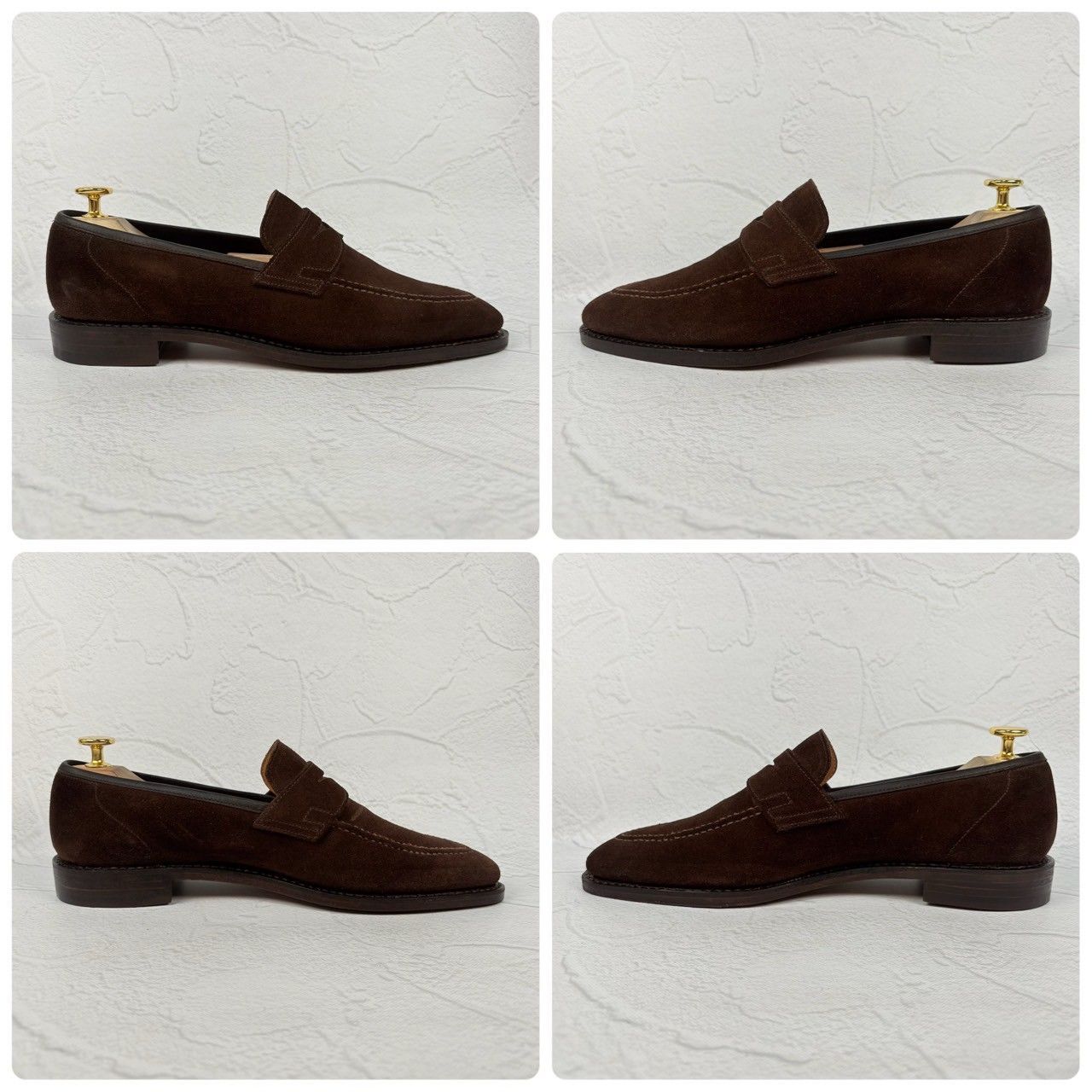 【オールソール済み・良品】Crockett&Jones クロケットアンドジョーンズ SYDNEY シドニー コインローファー スエード 濃茶 ダークブラウン UK6.5 / 25cm相当 [W3321]