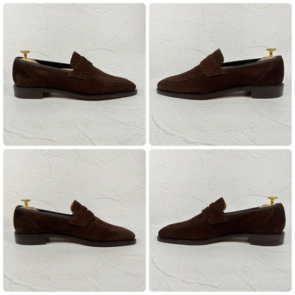 【オールソール済み・良品】Crockett&Jones クロケットアンドジョーンズ SYDNEY シドニー コインローファー スエード 濃茶 ダークブラウン UK6.5 / 25cm相当 [W3321]
