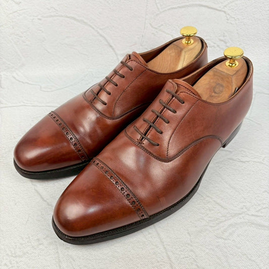 【良品】Crockett&Jones クロケットアンドジョーンズ BELGRAVE ベルグレイブ クォーターブローグ 内羽根 茶 UK7.5 / 26cm [W3259]