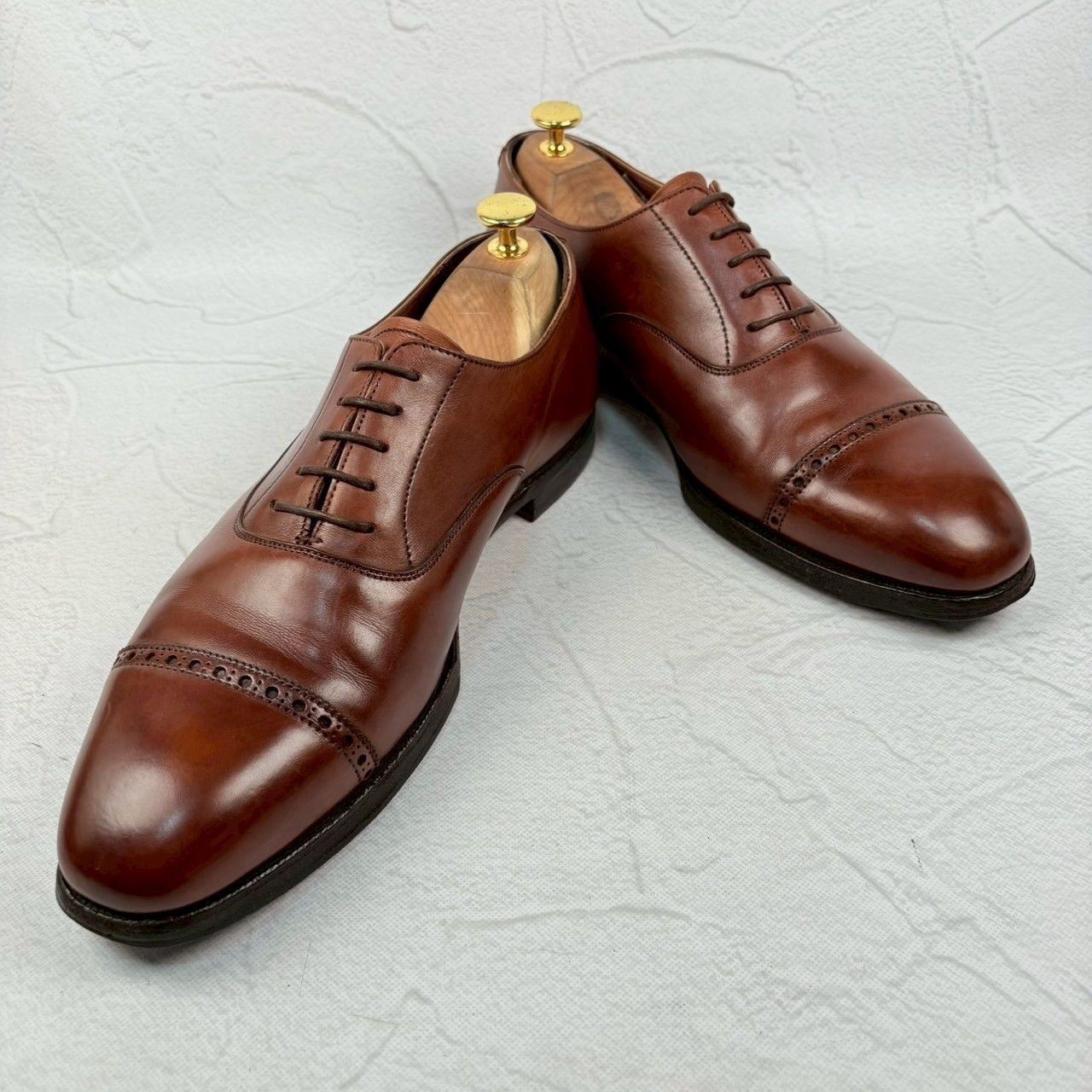 【良品】Crockett&Jones クロケットアンドジョーンズ BELGRAVE ベルグレイブ クォーターブローグ 内羽根 茶 UK7.5 / 26cm [W3259]