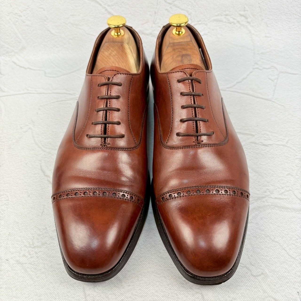 【良品】Crockett&Jones クロケットアンドジョーンズ BELGRAVE ベルグレイブ クォーターブローグ 内羽根 茶 UK7.5 / 26cm [W3259]