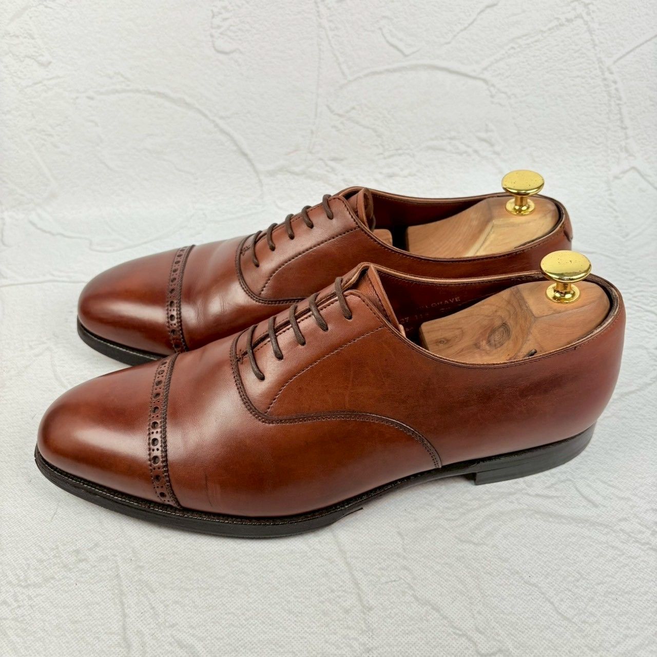 【良品】Crockett&Jones クロケットアンドジョーンズ BELGRAVE ベルグレイブ クォーターブローグ 内羽根 茶 UK7.5 / 26cm [W3259]