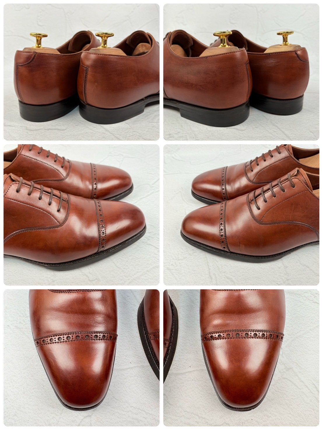 【良品】Crockett&Jones クロケットアンドジョーンズ BELGRAVE ベルグレイブ クォーターブローグ 内羽根 茶 UK7.5 / 26cm [W3259]